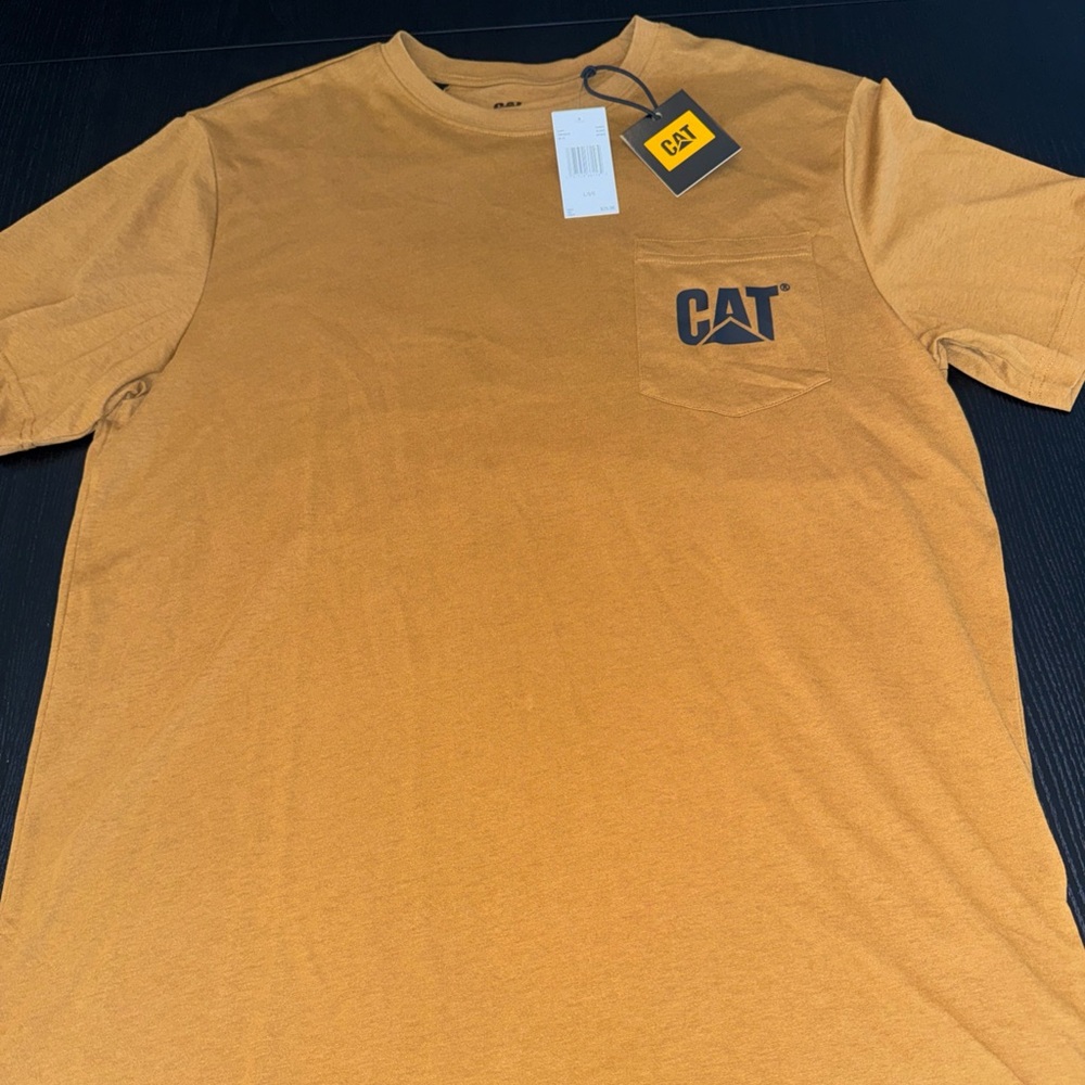 CAT Caterpillar Men's Pocket T-shirt Brown Large Cotton Blend New With Tags